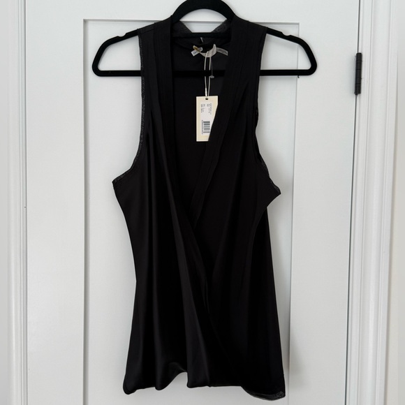 Ramy Brook Aida Silk Wrap Tank Black Sleeveless Blouse BNWT Size L $295 - Picture 9 of 9